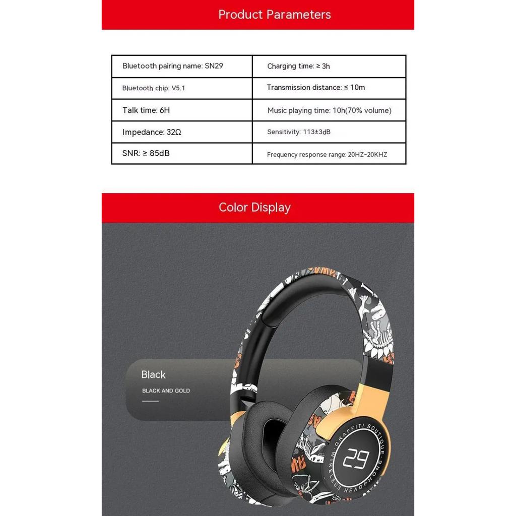 НОВЫЕ беспроводные наушники Graffiti Bluetooth 5.1 с глубокими басами и шумоподавлением, стереогарнитуры HiFi с микрофоном HD