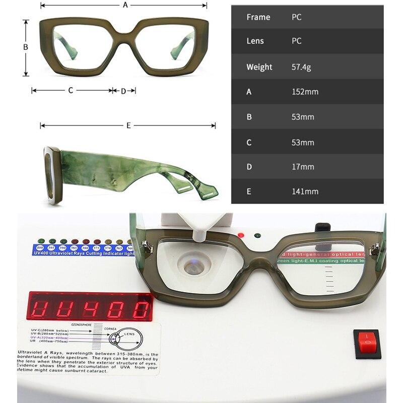 SO&EI Fashion Colorful Square Women Glasses Frame Clear Anti-Blu-Ray Spring Hinge Wide Legs Eyewear Men Optical Polygon Frame