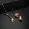 Mangalsutra Rose Gold Plated Square Zircon Necklace Set for Women