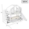 Детская двухъярусная кровать 90 x 200 см, в форме домика с изогнутыми окнами, со складной лестницей и горкой, с ящиками, двуспальная кровать, Белый