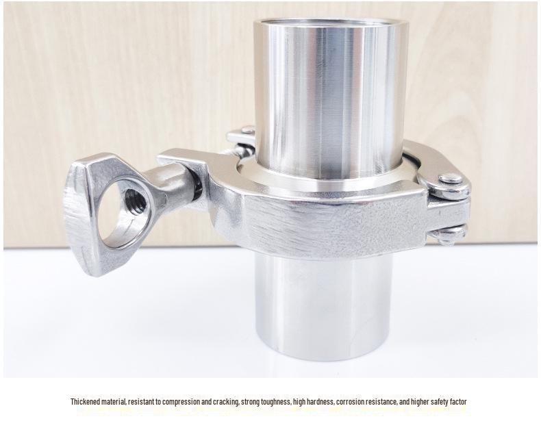 304 Stainless Steel Quick-Install Sanitary Clamp with Internal Thread and 4-Point Buckle