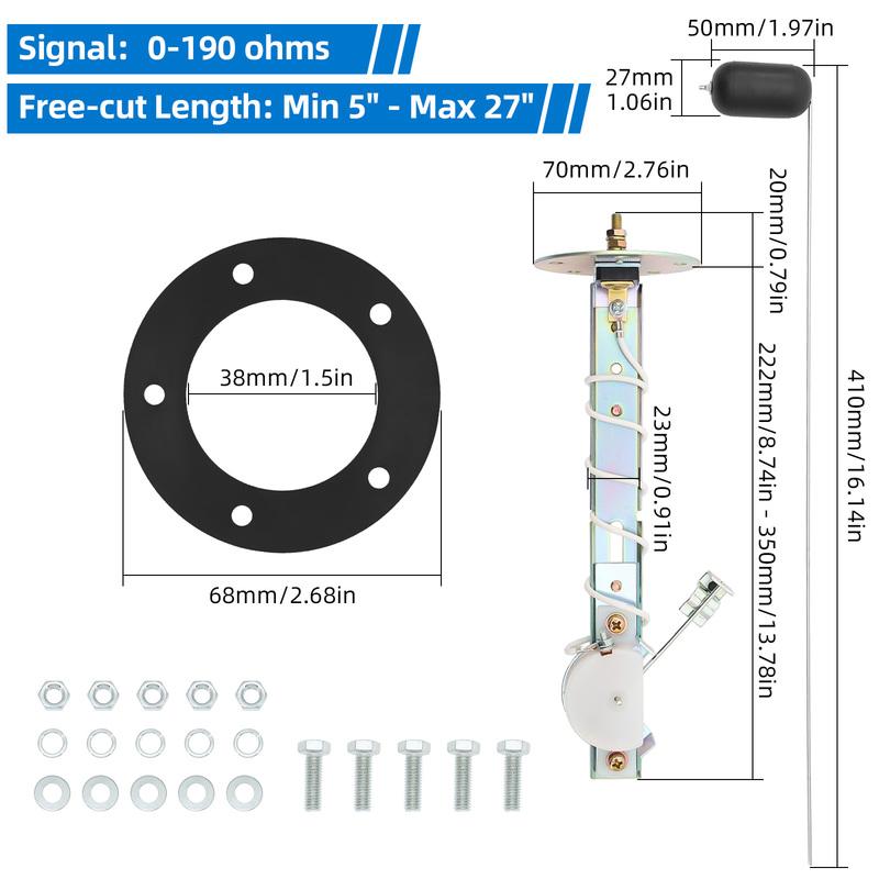 ZMFJH 4PCS Sensor Set 0-190 Ohm Fuel Level Sensor 0-10Bar Oil Pressure Sensor 1/8NPT Water Temperature Sensor Tacho Sensor M16
