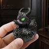 Durable Resin Sculpture Gothic Devil Skull Duck Ornament, Matte Black Figurine, Stylish Gifts for Goth Lovers Horror Green Eyes Decor Ornament