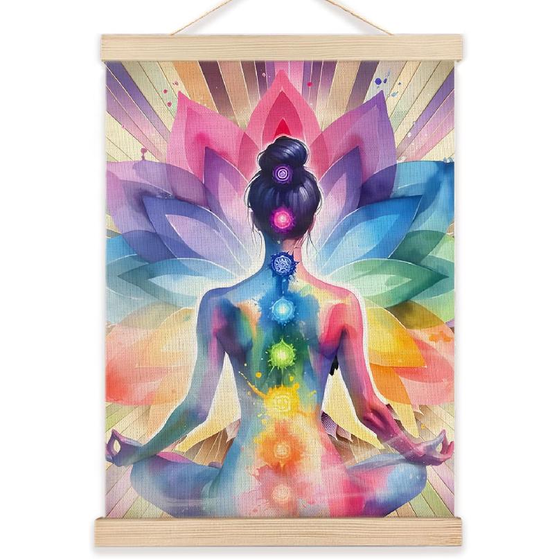 LZYRF Seven Chakra Yoga Meditation Zen Wall Art Poster Framed, Colorful Mandala Hippie Chakra Spiritual Canvas Prints Wall Decor for Home Yoga