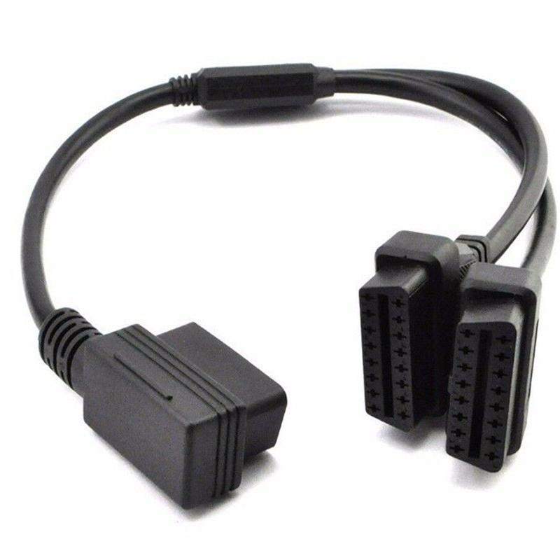 New OBD 2 II 50cm 16 Pin Right Angle Y Splitter Extension Cable for Diagnostic Tool