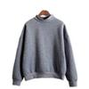 With Fur Sweater Solid Color Small High Collar Women's Loose Autumn and Winter Thickened Student Coat Baseball Uniform