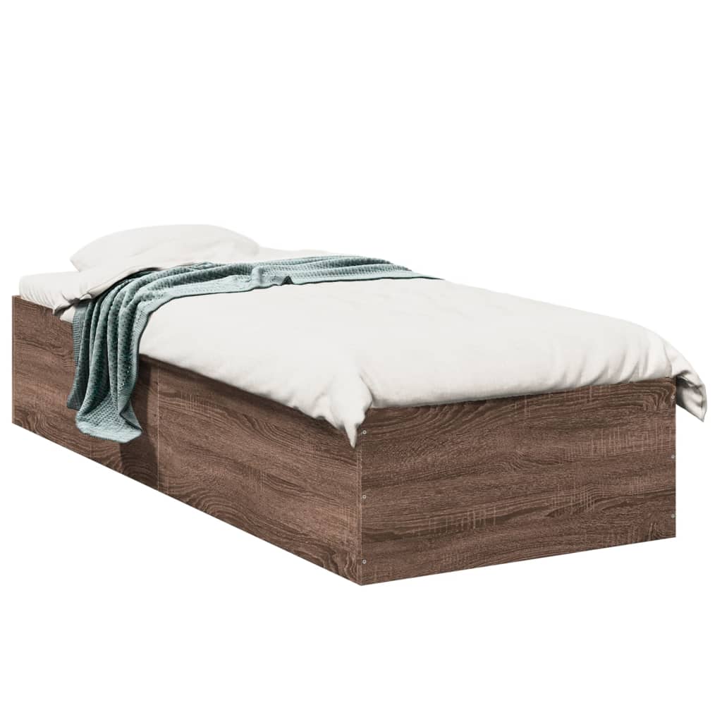 Brown Oak Effect Bed Frame 90x190 cm Engineered Wood
