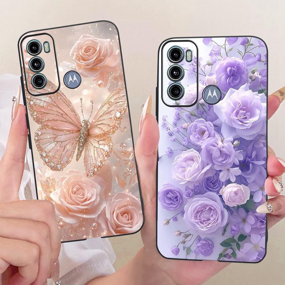For Motorola Moto G40 Fusion / Moto G60 Phone Case Bow Pattern Colorful Butterfly Flower Back Cover Soft Matte Silicone Casing