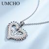 Umcho Серебро 925 пробы, красочные мамины сердца Nceklace, подвески из настоящего стерлингового серебра, ожерелья для женщин, подарок на день матери с цепочкой