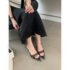 European and American New Simple One word High Heels Sexy Pointed Thin Heels Cool Slippers