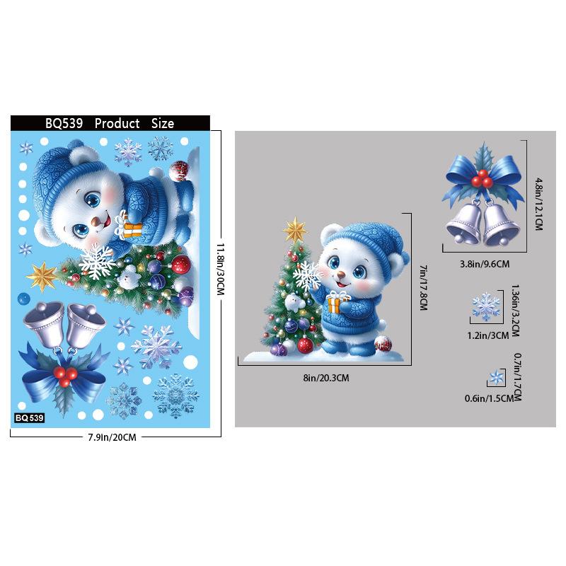 Праздничные рождественские наклейки на окна с мультяшным лосем, Санта-Клаусом и снеговиком