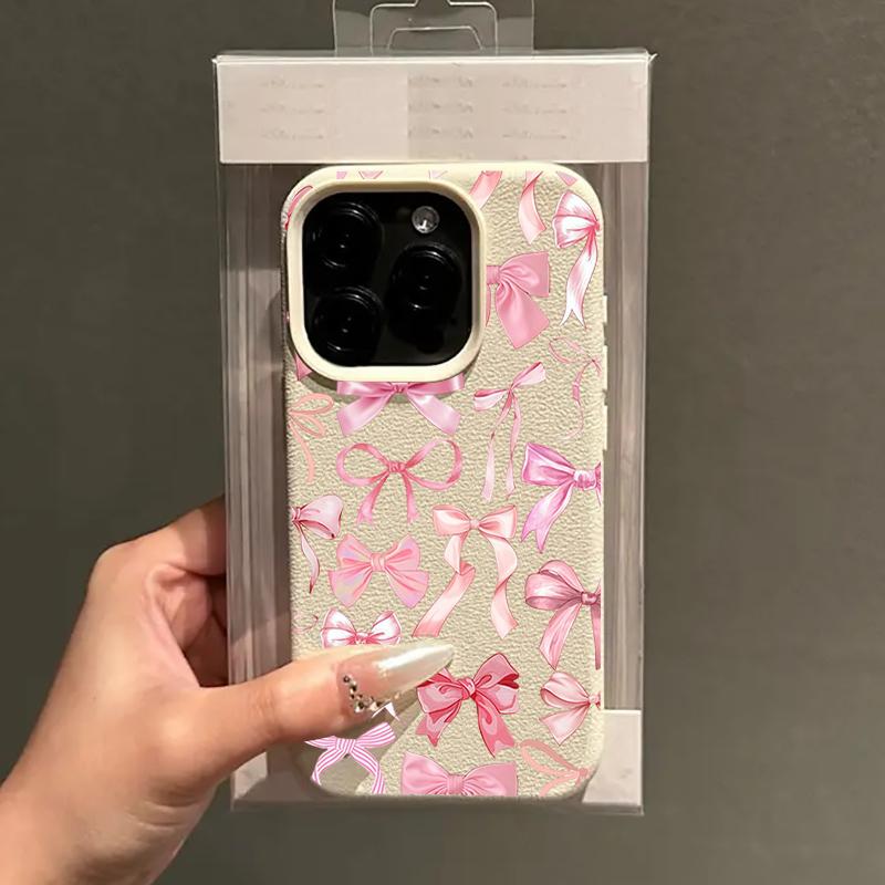 Чехол для телефона с рисунком розового банта для iPhone 17 11 12 13 14 15 16 17 Pro Max 14 15 Plus 17 Air 16E Ударопрочный мягкий чехол