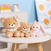 Pink Bear Brown Rabbit Scarf Bow Plush Doll Animal Festival Gift Ornament