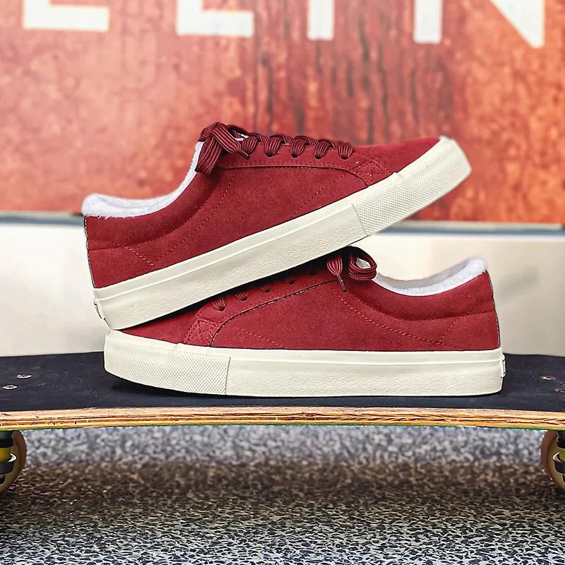 Burgundy Mens Canvas Shoes Low-top Fashion Vintage Casual Original Autumn Women Sneakers Outdoor Comfortable Athletic Footwear