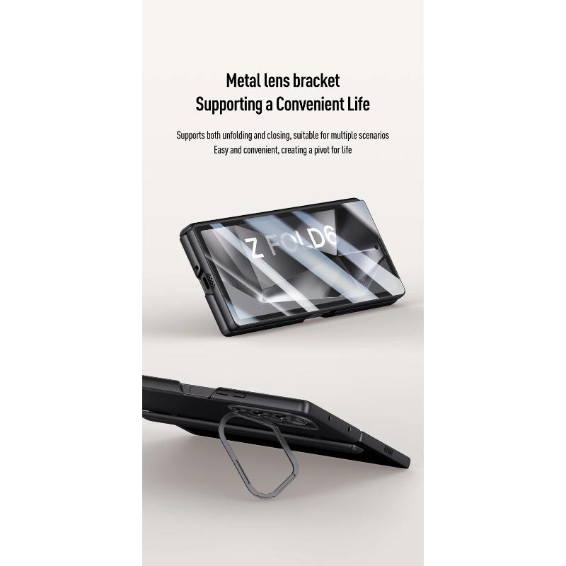 Жесткий чехол для телефона с защитой от шарниров из ПК для Samsung Galaxy Z Fold 6 с кронштейном для защиты экрана