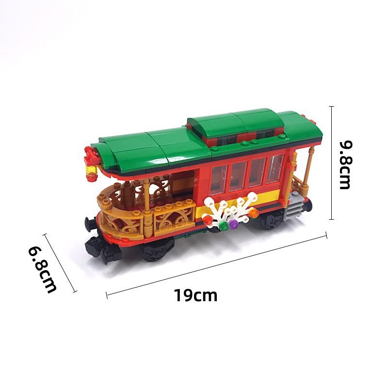 Creative Technica Ideas City Christmas Retro Sightseeing Carriage Tank Car Train Moc Railway Express Bricks Building Blocks Toys