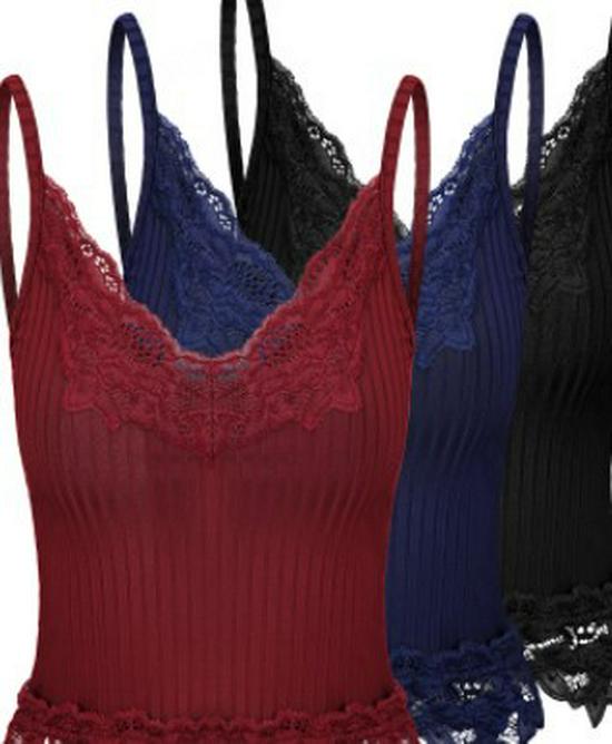 2021 Summer Euro-American Lace Stitching Deep V Slim Crop Vest