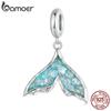 Solid 925 Sterling Silver Mermaid Tail Pendant Fit Original Bracelet DIY Bamoer Charm for Women Jewelry Gift