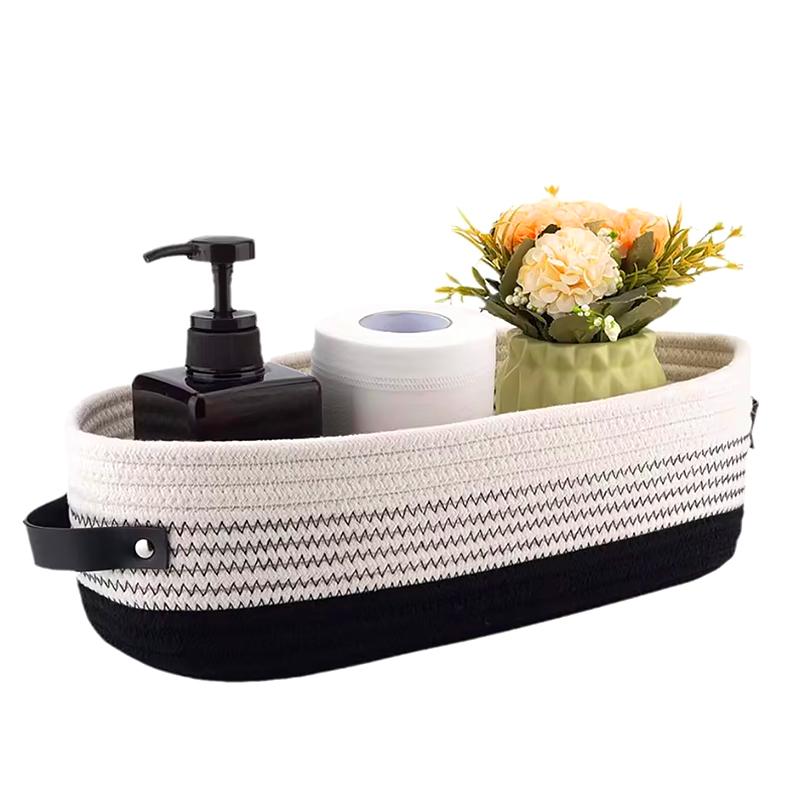 Foldable Home Decor Cotton Rope Woven Storage Baskets Organize Boxs Desk Organizer