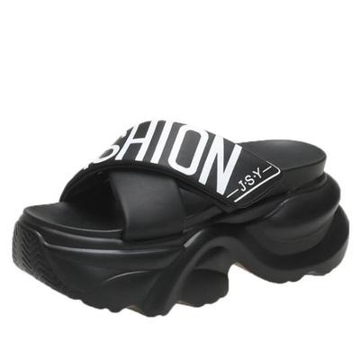 Модные летние женские тапочки на толстой подошве, шлепанцы, женская обувь на танкетке, пляжная обувь, женские тапочки на высокой платформе, сандалии для улицы 8 см