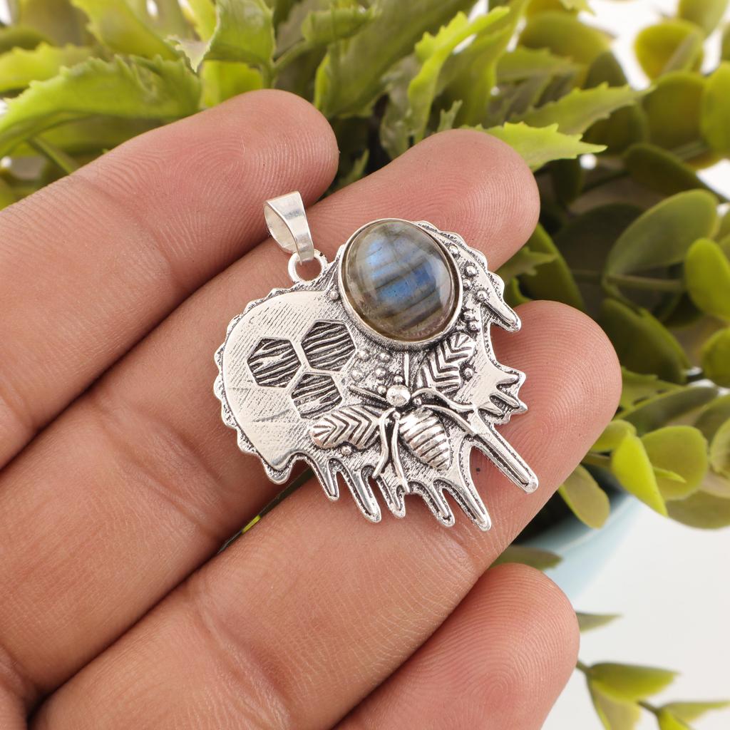 Labradorite Gemstone 925 Sterling Silver Handmade Unique Jewelry Pendant