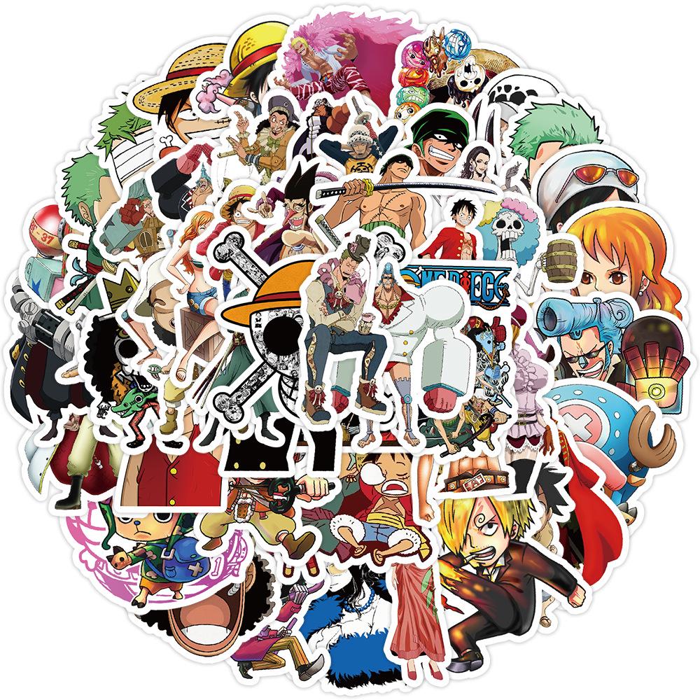 Водонепроницаемые наклейки-граффити Dragon Ball & One Piece - Набор 50/100 шт. для украшения телефона, холодильника, багажа, блокнота и дневника