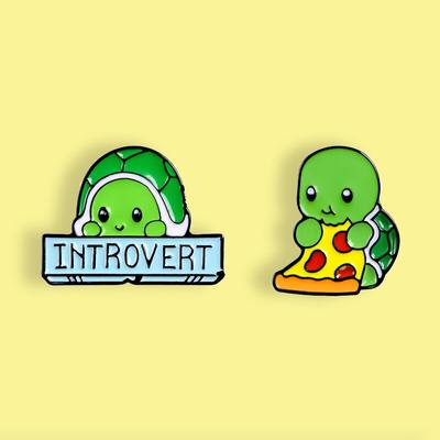 Эмалированная булавка-интроверт в виде черепахи, значок в виде торта, брошь, джинсовая одежда, рюкзак, милые украшения в виде животных, подарок для друзей, детей