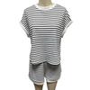 Женский комплект из 2 предметов для отдыха, полосатая рубашка с коротким рукавом и шорты, летний повседневный ребристый спортивный костюм, подходящий комплект