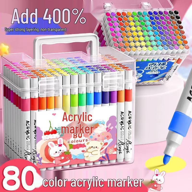 Children's Waterproof Acrylic Marker Pen - Fine Tip, Washable, Ideal for DIY Art and Drawing.