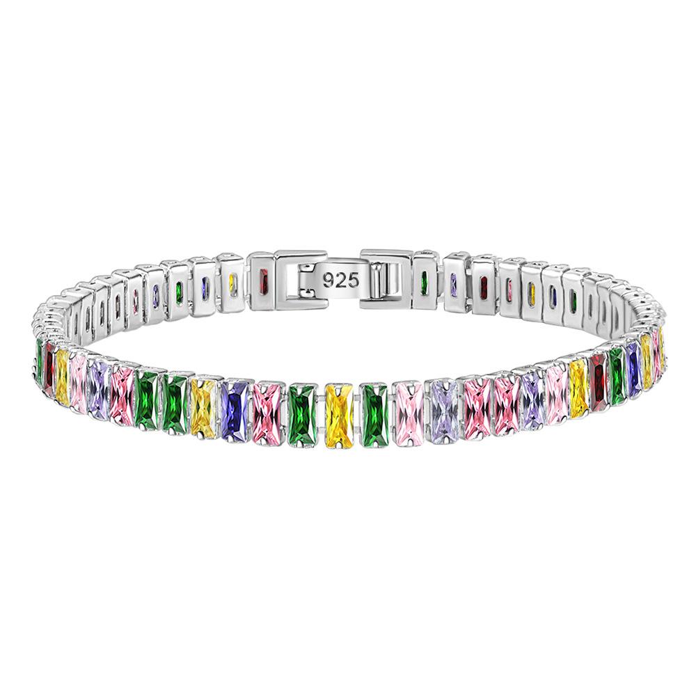 Solid Pure Silver 15/16/17/18/19/20/21 Cm Tennis Bracelet Pave 3 Mm Round Black Jet Zircon Elegant Real 925 Jewelry for Women