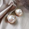 Korean Big Round Simulated Pearl Stud Earrings For Women  Classic