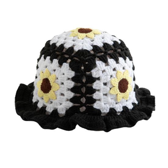 Мультяшная шерстяная шапка с аппликацией в виде вишневого гриба, вязаная шапка, полая, конфетного цвета, детский головной убор, ведро