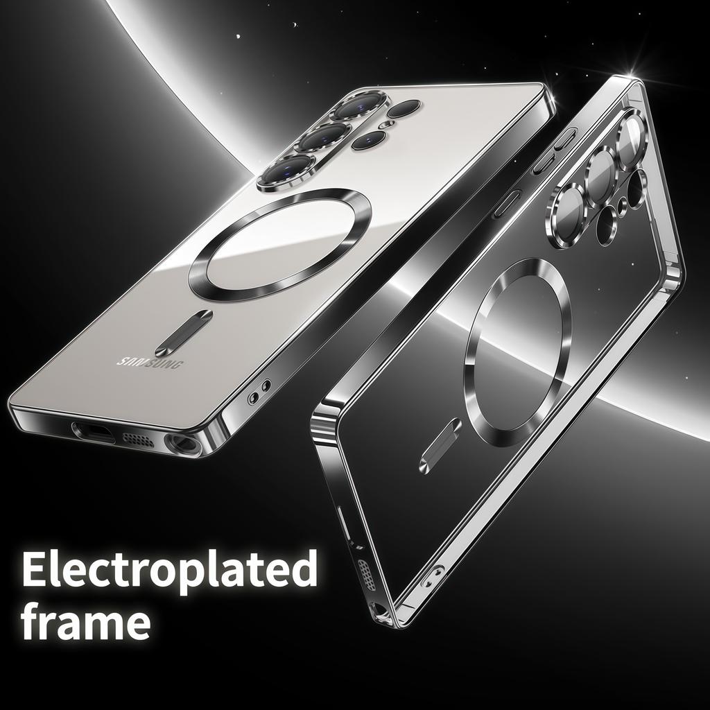 Защита камеры Прозрачный Роскошный Гальванический Чехол Мягкий ТПУ Защита от падений С Магнитным Чехлом для телефона Для Samsung Galaxy S25Ultra/S25FE