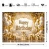 2D Royal Gold Happy Birthday Backdrop Banner Photography Background for Adult Party