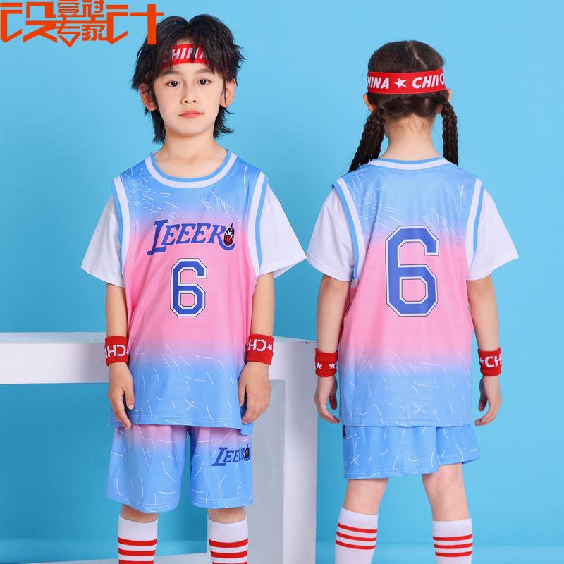 Children'S Clothing Children'S Basketball Clothing Set Short-Sleeved Boys And Girls Jerseys Primary School Students No. 6 Sportswear Ice Silk Quick