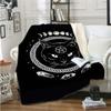 Cat with Moon Anime Blanket Throw Blanket Satanic Flannel Blanck and White Blanket for Adults S Halloween Blanket#