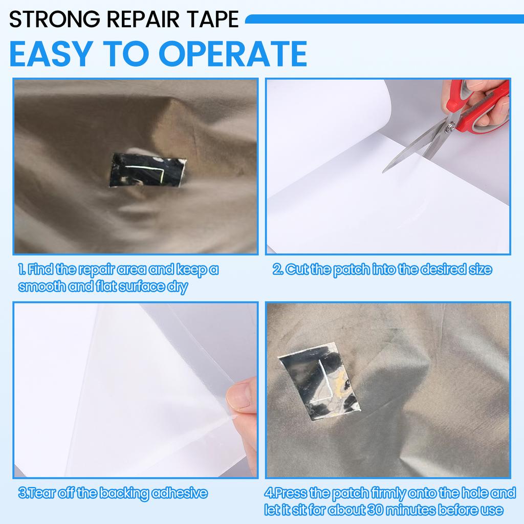 4 Roll TPU RV Awning Repair Tape 15x100CM Waterproof and Heat Resistant Tent Repair Tape for Outdoor Tarp Canopy and Boat Cover