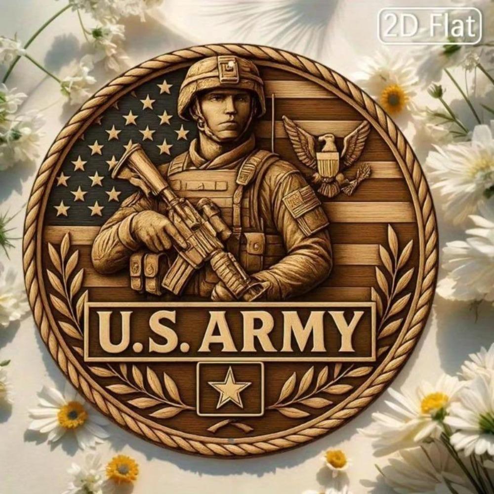 Американский Военный Металлический Настенный Декор Круглый Знак Солдат Флаг Патриотический Декор