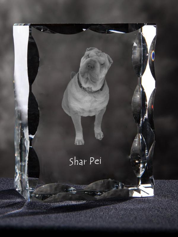 Shar Pei - crystal with a picture of a dog, glass statuette with a picture, unique frame with a picture from Art-Dog brand