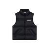 Chinese Character Print Zip-Up Stand Collar Sleeveless Vest Unisex Vest Black AMRS041-1
