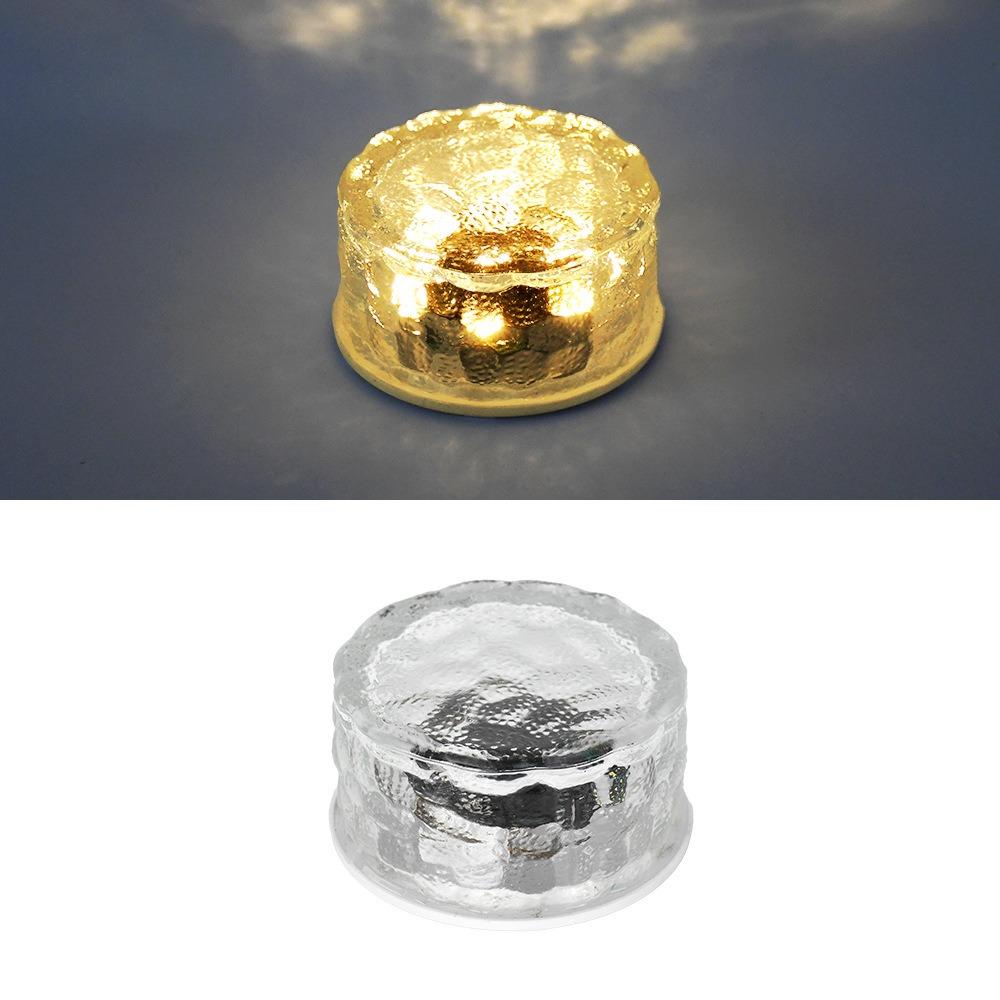 Round Solar Ice Brick Light LED Step Decorative Light Landscape Atmosphere Lamp Deck Lights  Stair