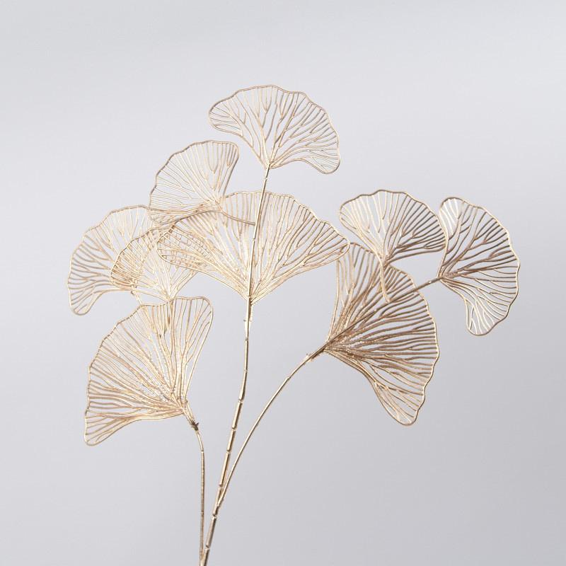 1Pcs Golden Decorative Flower Ginkgo Leaf Plastic Leaf Wood Festival Decoration