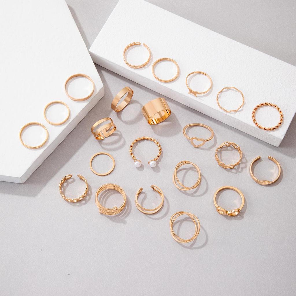 Изысканное кольцо с имитацией жемчуга, Универсальное кольцо для девичников, Простое кольцо с резьбой, Регулируемый темперамент, Женский набор колец