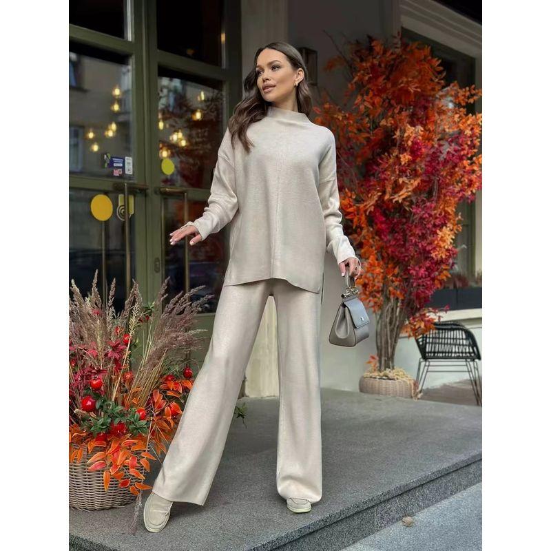 New Autumn and Winter Russian Loose Sweater Trousers Set Knited Sweater and Pants Set