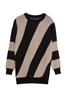 Women's Fashionable Stylish Hijab Sweater Black Stone Color Blocked Knitwear Striped Sweater