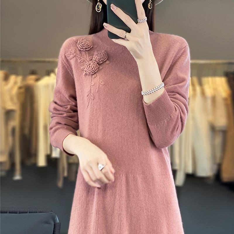 Женское кашемировое платье Qinghe кашемир 70% шерсть 30% кашемир женское осенне-зимнее кашемировое платье мягкое и теплое