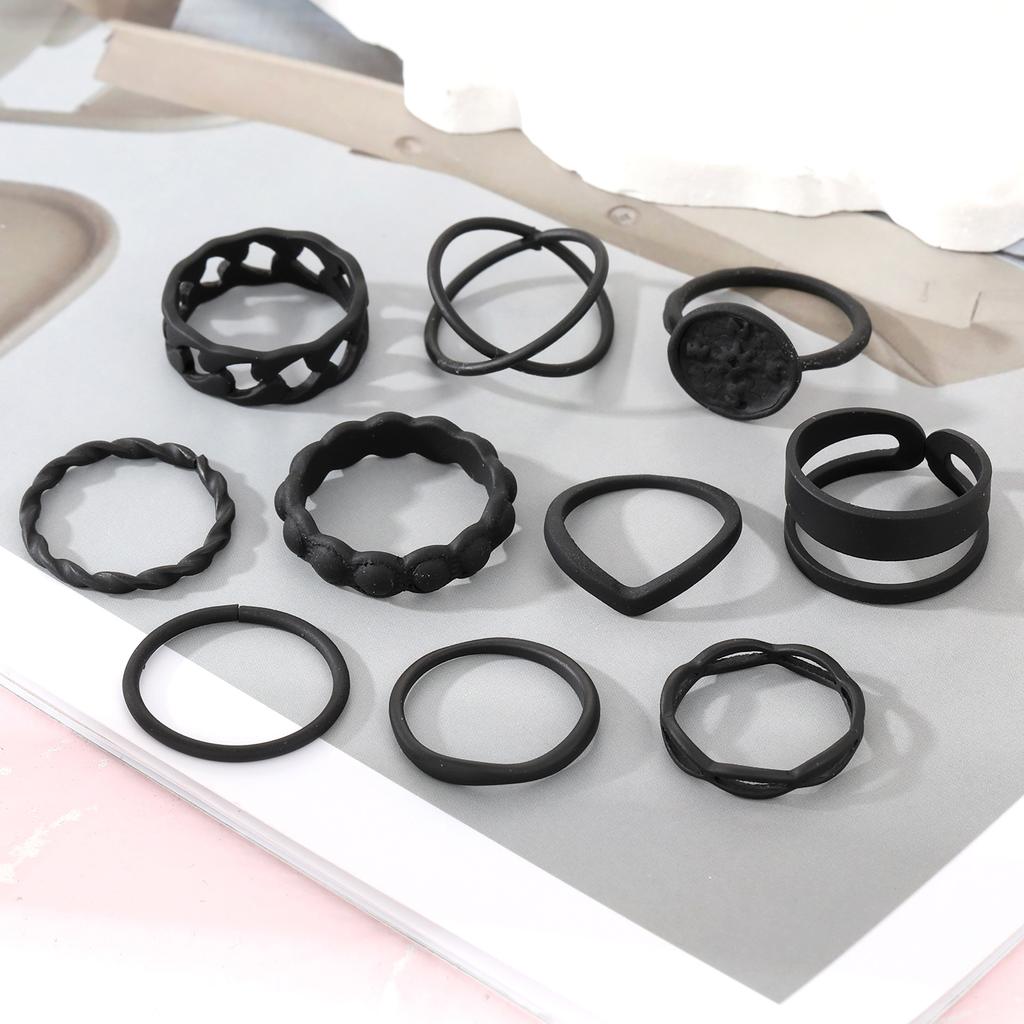 Модное Темпераментное Черное Полое Кольцо Элегантная Линия Ночной Клуб Вечеринка Кольцо Парное Подходящее Кольцо