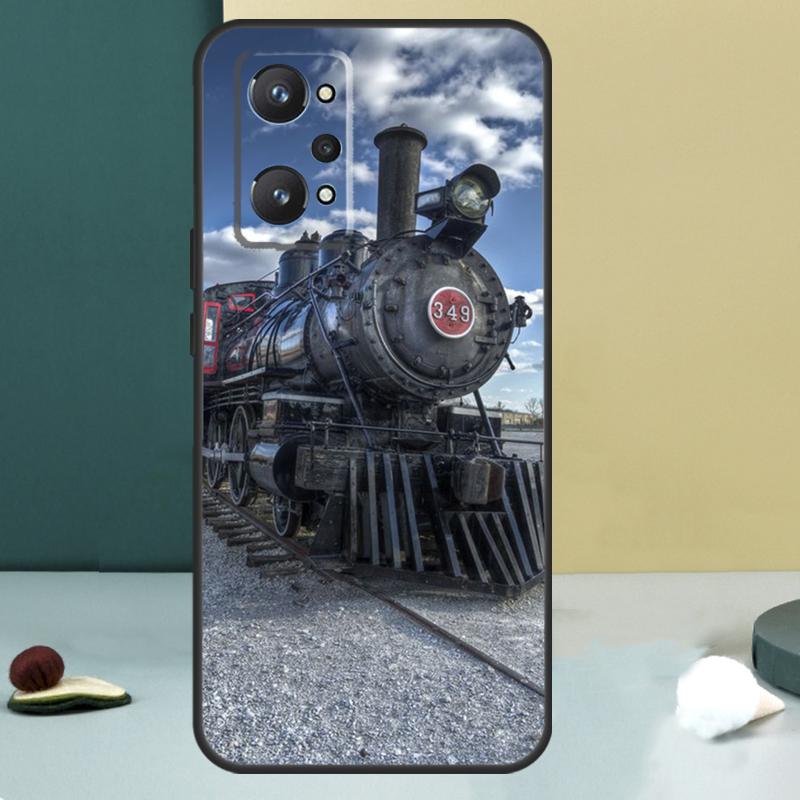 Винтажный паровоз Железная дорога Для Realme 14 13 Pro Plus 10 11 12 GT 5 6 6T GT7 Pro C61 C55 C53 C51 C21Y C25S C75 C67 Чехол