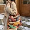 Милая Маленькая Рыбка Расслабленная Вязаная Сумка Летняя Новинка Универсальная Сумка-тоут на Плечо с Контрастными Вырезами