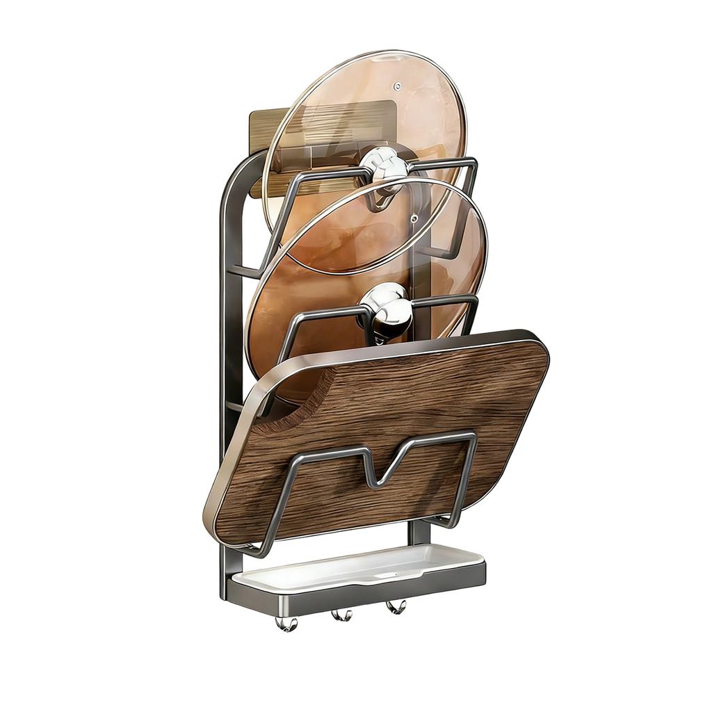 Органайзер для крышек кухонных кастрюль, Подставка для крышек кастрюль из нержавеющей стали, Многофункциональный органайзер для крышек кастрюль со съемным поддоном для сбора капель, Экономия места